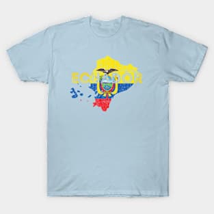 Ecuador Map Shape and Flag T-Shirt